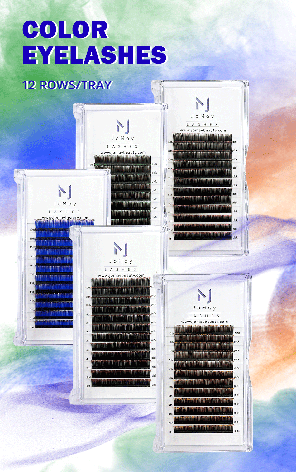 Description Picture 2 of itemNew Gradient Red Green Blue Purple Color Eyelash Extension Individual Faux Mink Ombre False Eye Colored Lashes Makeup Tool