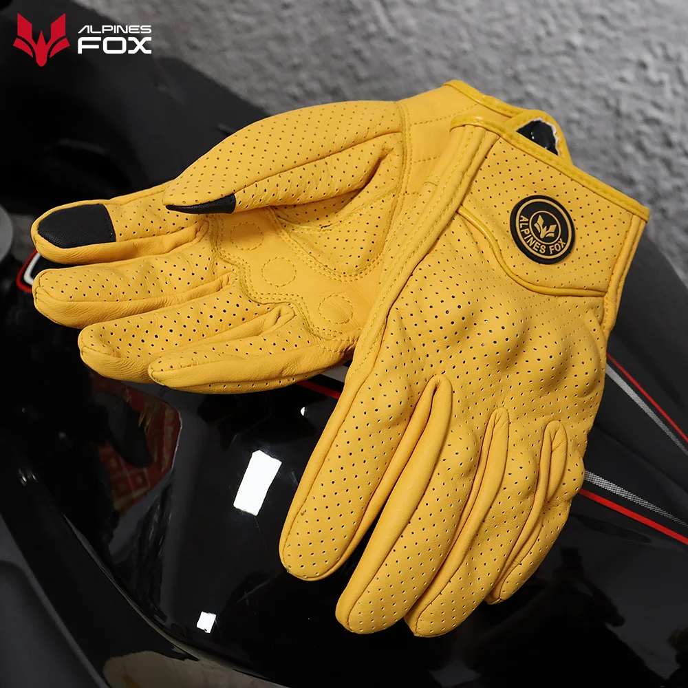 Guanti Guanti in Pelle da Uomo Touch Wear Screen Guanti Moto da Moto Gialli (Color : Yellow, Size : M