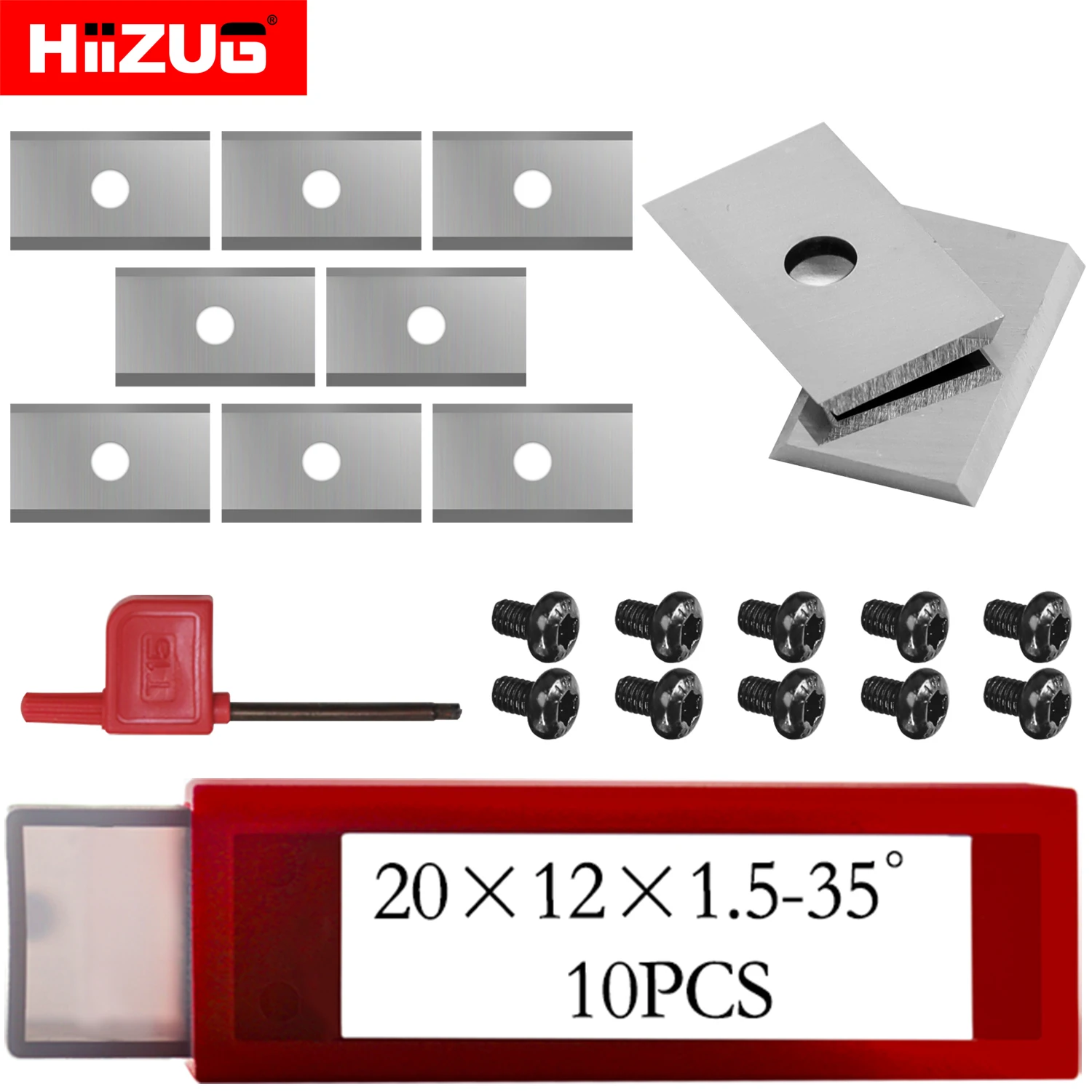 17mm/19.5mm/20mm/25mm/29.5mm 카바이드 인서트 10개/1세트(나사 포함), 목공용 나선형 헬리컬 커터헤드 라우터 비트