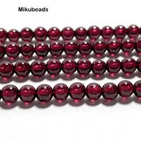 Wholesal Natural 4mm AAA Brazil Red Garnet Smooth Round Loose Beads For Making Jewelry DIY Stone Necklace Strand 15" Mikubeads 1