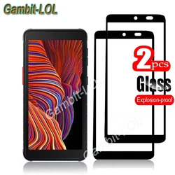 Premium 9H Tempered Glass Full Coverage Screen Protector Film - 2PCS  Black Glass (Galaxy Xcover 5)