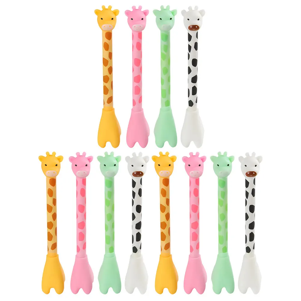 12 Pcs Decorate Giraffe Ballpoint Pen Student Cartoon Stationery Pp Multicolored Pens