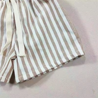 Short à rayures en lin et coton pour enfants, cinquième pantalon d'été décontracté pour garçons et filles 6