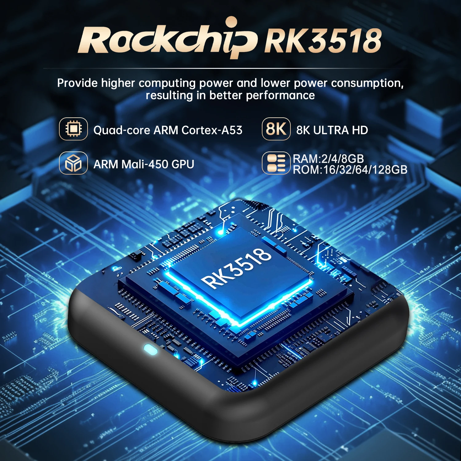 Android 16 Smart TV Box 8GB+256GB Rockchip RK3518 Q18 Google Assistant 8K Video Bluetooth5.4 Media Player Sehr Schnelle Set-Top-Box – Detail 4