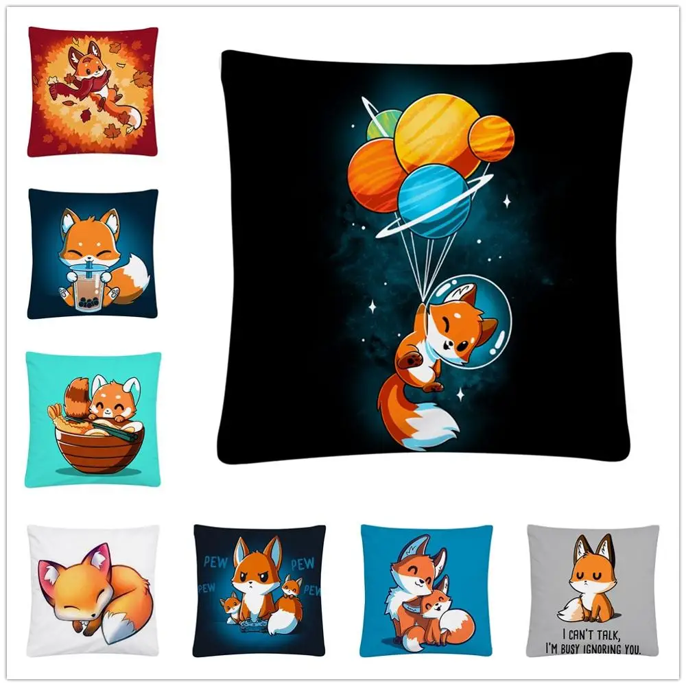 Наволочка с мультяшным рисунком Little Fox персиковая кожа декоративная наволочка