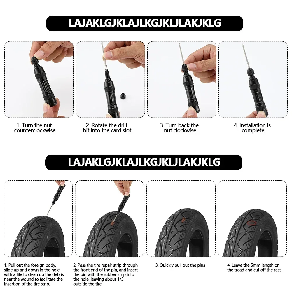 Bike Tubeless Tire Puncture Kit Scooter Portable Motorcycle Bicycle Tyre Repair Tool With 5 PCS Stripes Outdoor Accessories