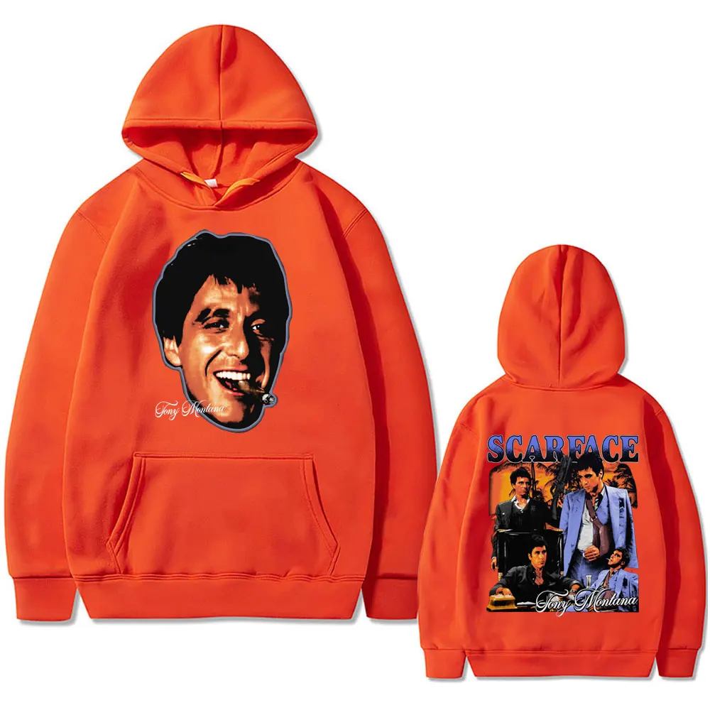 Classic Movie Scarface Al Pacino As Tony Montana Graphic Print Hoodie Male Vintage Oversized Hoodies Men Casual Rock Sweatshirt