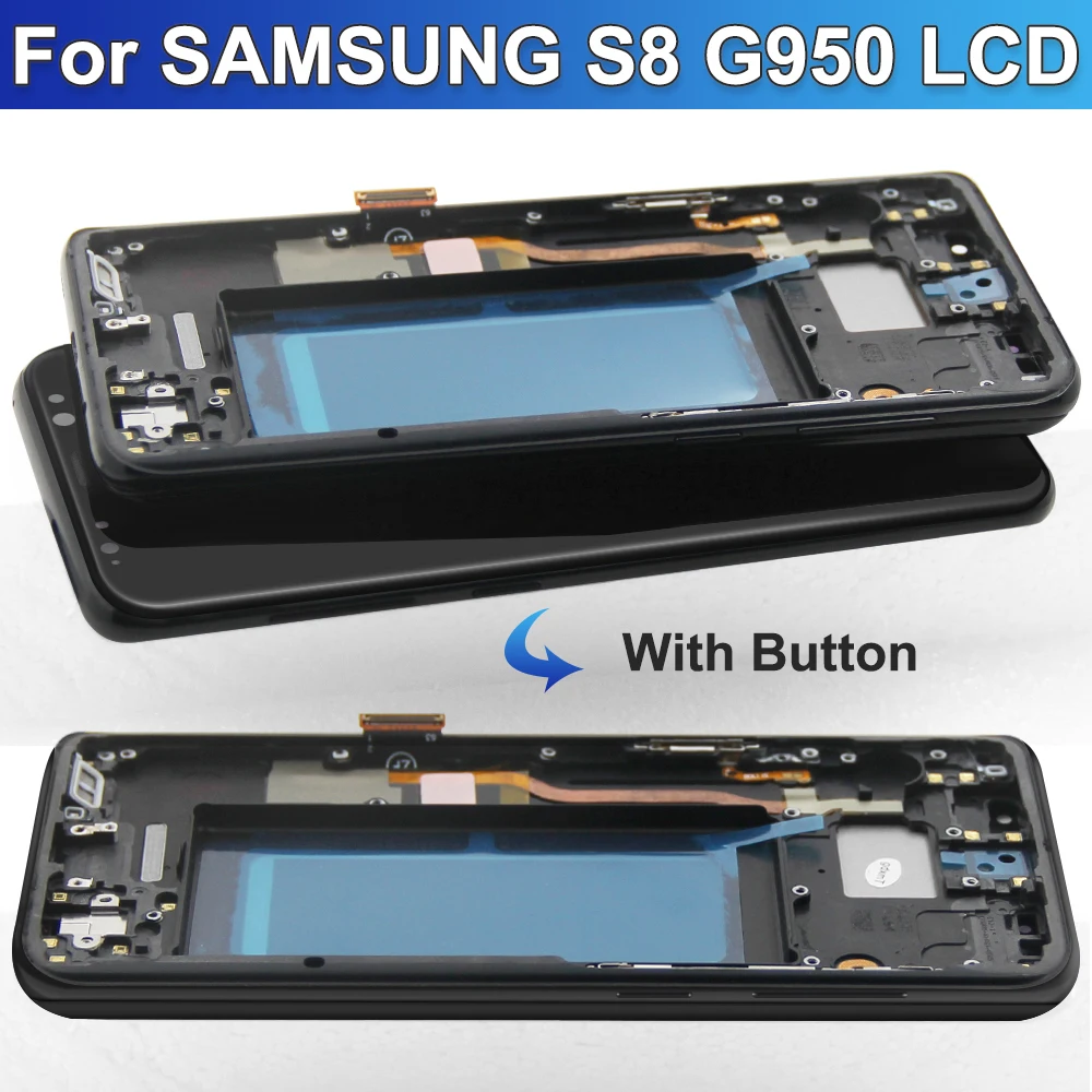 100% Tested S8 TFT LCD For Samsung Galaxy S8 G950 SM-G950FD Lcd Display Touch Screen Digitizer Assembly Replacement with Frame
