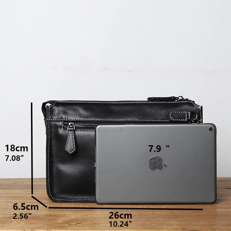 NZPJ Genuine Leather Men's Clutch Bag Natural Cowhide Wallet Large Capacity Mobile Phone Bag Casual Businesse Envelope for