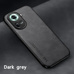 Luxury Leather Case with Metal Plate Support for Car Mount - Premium Protection for Your Smartphone (Dark Gray)