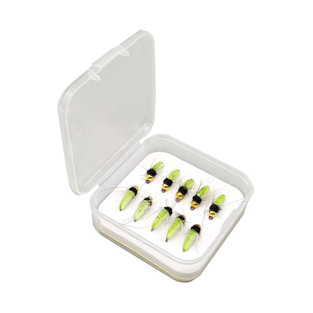 

Decoy Bait Fly Hooks 10/12# 10pcs Accessories Flies Fishhook Insect Luminous Lures Metal Sharp With Box Durable