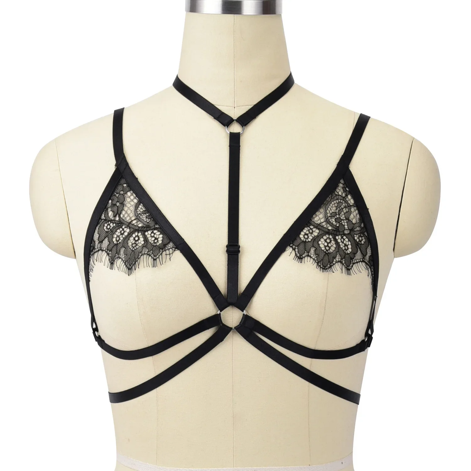 Lace Nightclub Attraction Transparent Edge Black European And American Line Bundle Bras Women's Unique Special Purpose Clothing