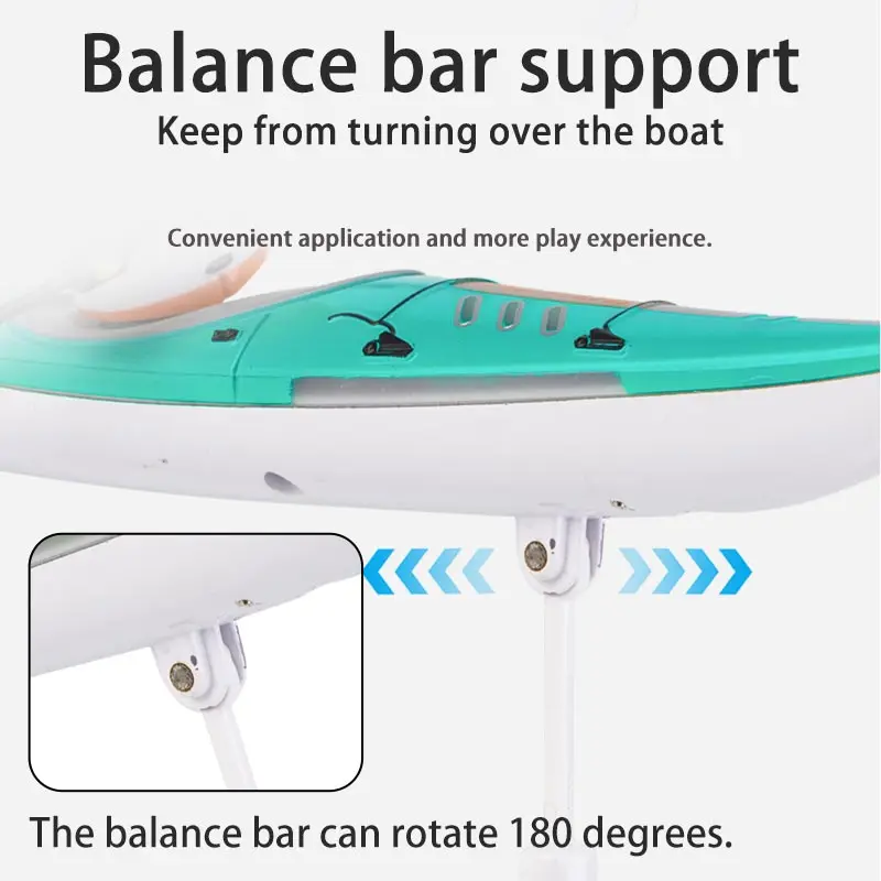 2.4G RC Boat Racing Paddling Water Rowing Kayak Lights 360° Driving Dual Mode Waterproof Multiplayer Game Ship Outdoor Kids Toys 6