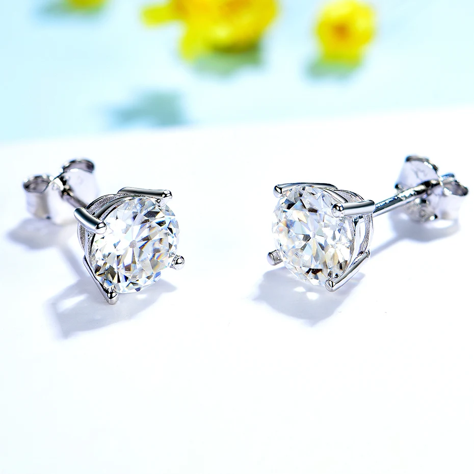 Stud Earrings 2.4CT OEC Moissanite for Women Solid 925 Sterling Silver Brillant Cut D VVS Solitaire for Christmas Fine