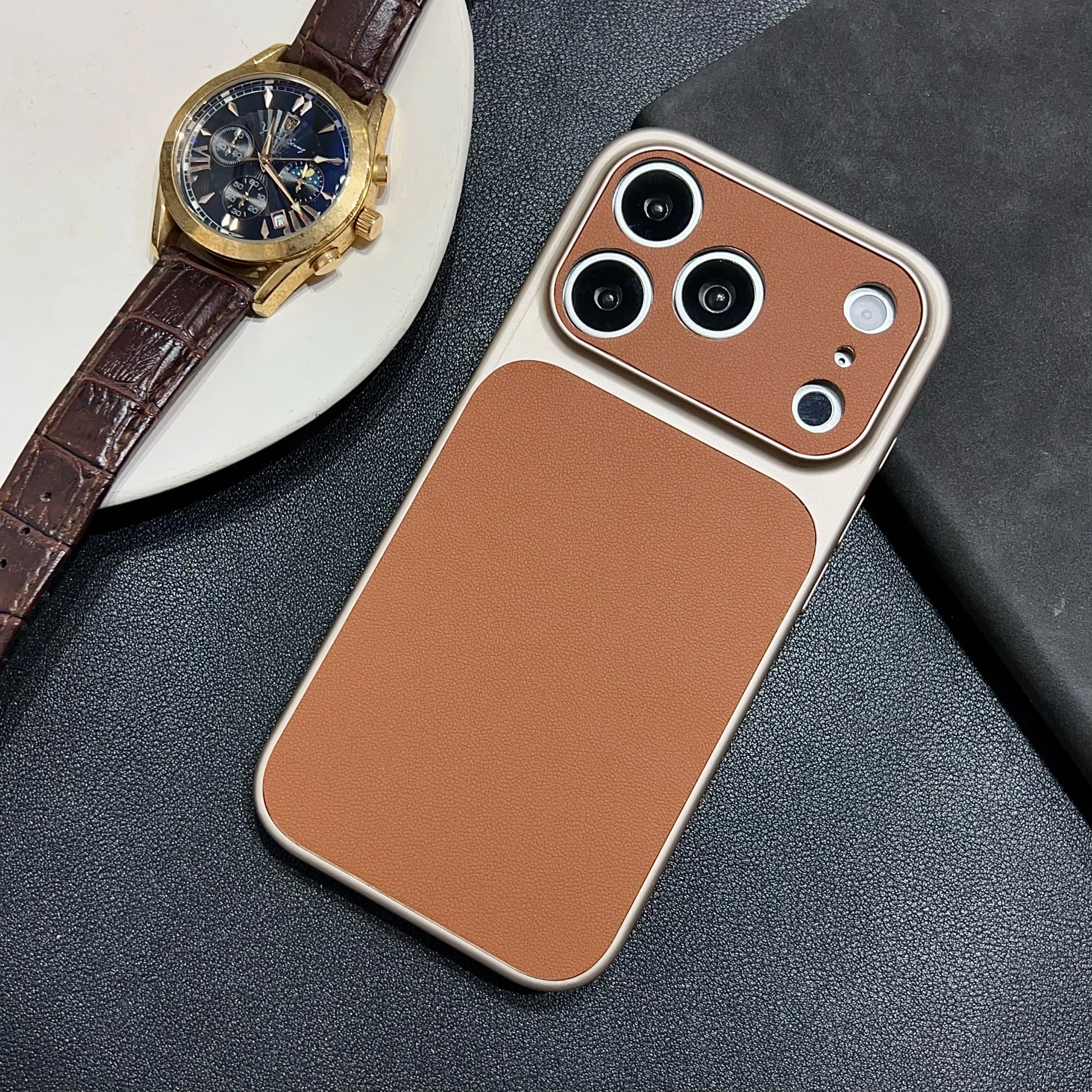 Luxury Leather Texture Magnetic Shockproof Phone Case with Hybrid PC Design and Bumper Back Cover