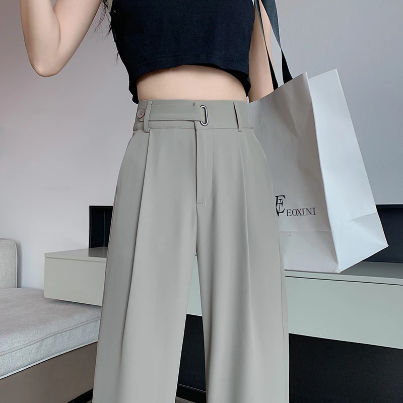 Suit Pants Women Office Casual Elegant Empire Loose Minimalist Pure Fashion Korean Style Trouser Ladies Summer Design Cozy Basic