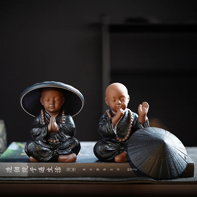 Kleine Buddha-Statue Aus Schwarzer Keramik – 3,7x3,5x8 Cm, Tee-Pet Oder Deko Für Zuhause