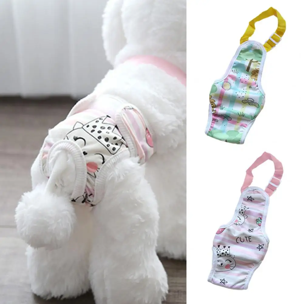 Pet Underwear Adjustable Dog Panties Soft Breathable Pet Menstrual Pants Cartoon Print Belly Style Dog Diapers for Female dog diapers pet diapers dog nappies