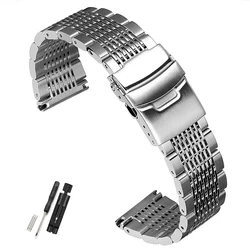 Sleek Stainless Steel Watch Strap - Brushed Finish Wrist Band Accessory - 22mm (Silver)