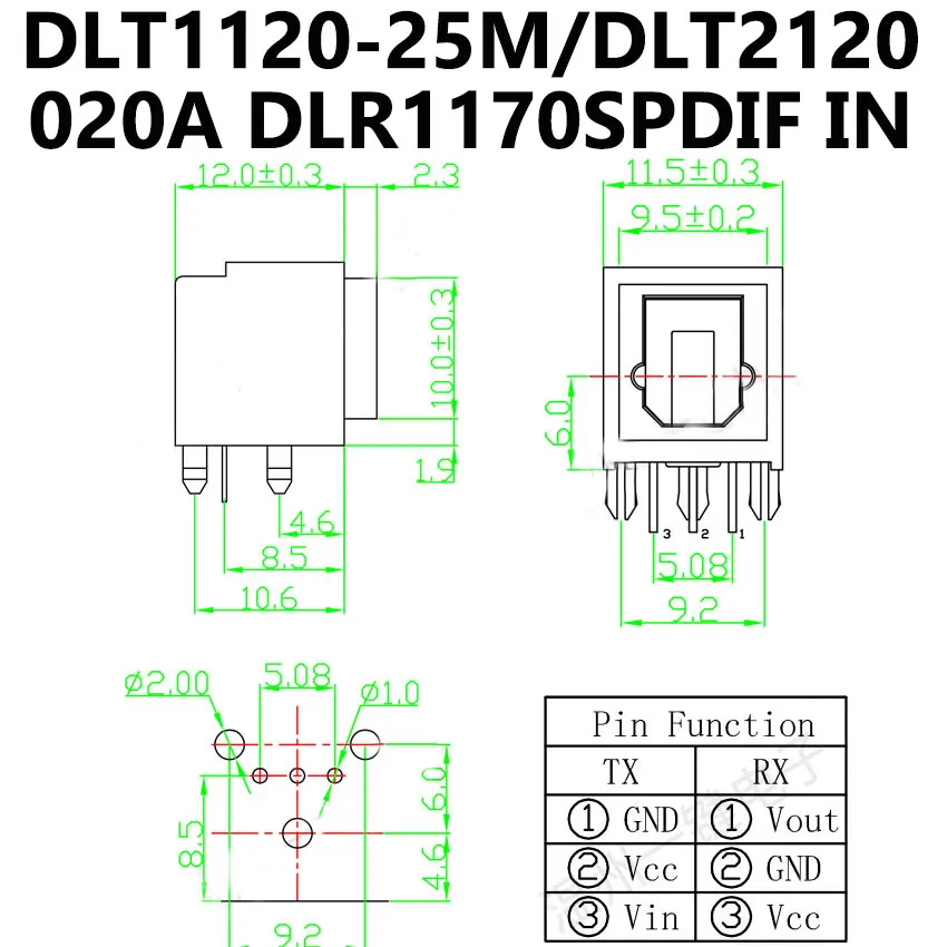1PCS DLR2180 DLT1111A DLR2111 DLT1160 DLT-11E0 DLR1120 DLR21B0 DLR1152 Buchse Audio Optische Faser Empfang Terminal Stecker – Detail 10
