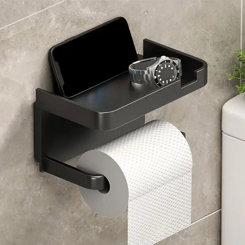 Wall Mounted Toilet Tissue Stand with Phone Shelf