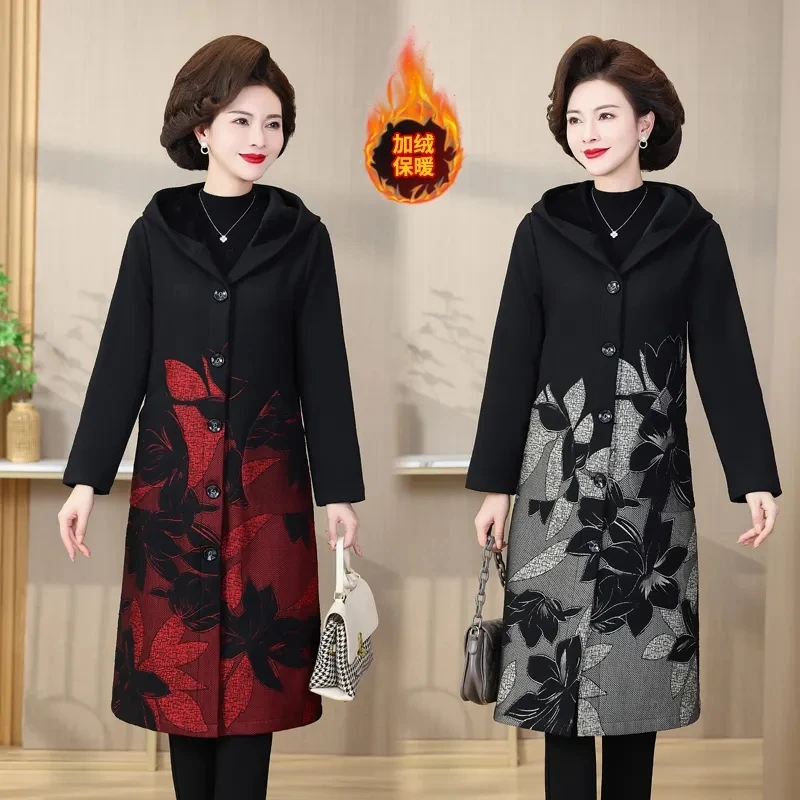 

Women Winter Jacket Hooded Embroidery Long Coat Female Casual Woman Parkas High Quality Single breasted buckle Puffer Jakcet 5XL