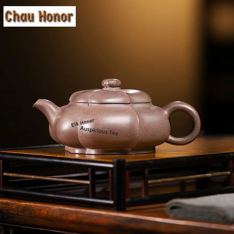 340ml Classic Yixing Purple Clay Teapots Handmade Diamond Flower Pot Raw Ore Graphite Section Mud Kettle Zisha Tea Set Gifts