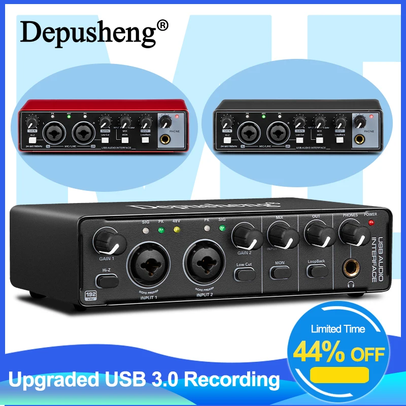 Interface de áudio deposheng md22 profissional placa de som com