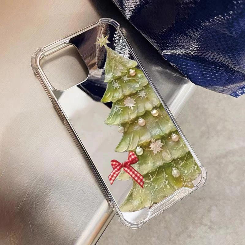 Elegant Crystal Christmas Tree Mirror Acrylic Phone Case