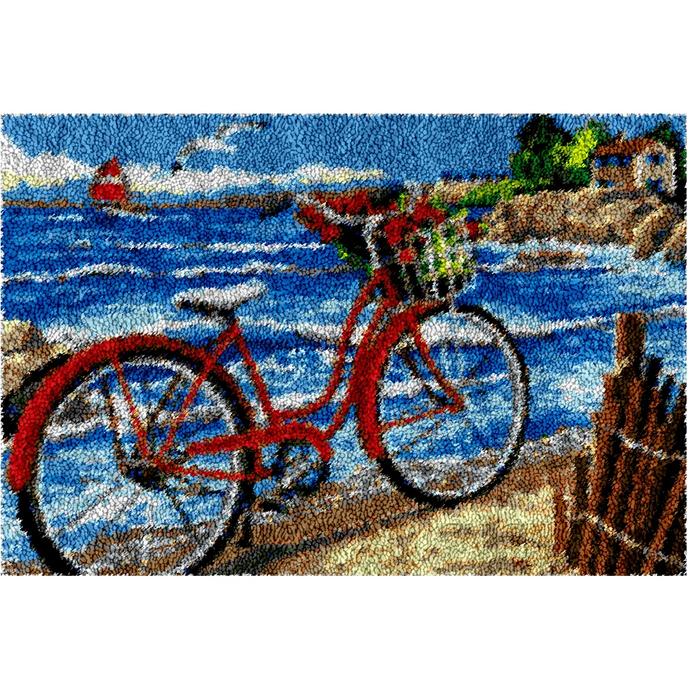

Craft kits for adults Hobby Latch hook kits carpet with printed Canvas Seaside scenery Carpet embroidery Rug making kits