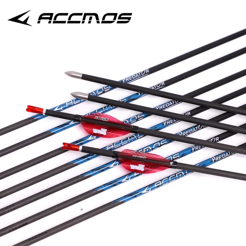 

6/12pcs Spin Wing Pure Carbon Arrow Spine 300 - 1000 ID 4.2mm Archery Arrow For Compound /Recuvre Bow Shooting