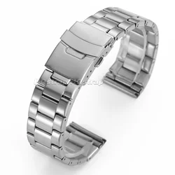 Premium Stainless Steel Watch Strap with Flat End Design and Folding Buckle - 22mm (Silver)