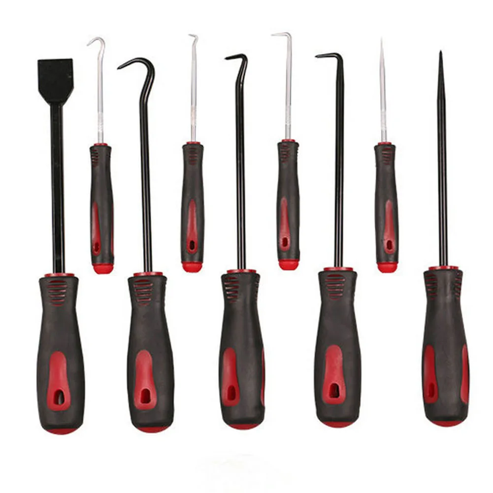 

9pcs Car O-Ring Oil Seal Tool Scraper Removal Special-Shaped Hooks Tools Oil Seal Rubber Extractor Puller Screwdriver Hand Tool
