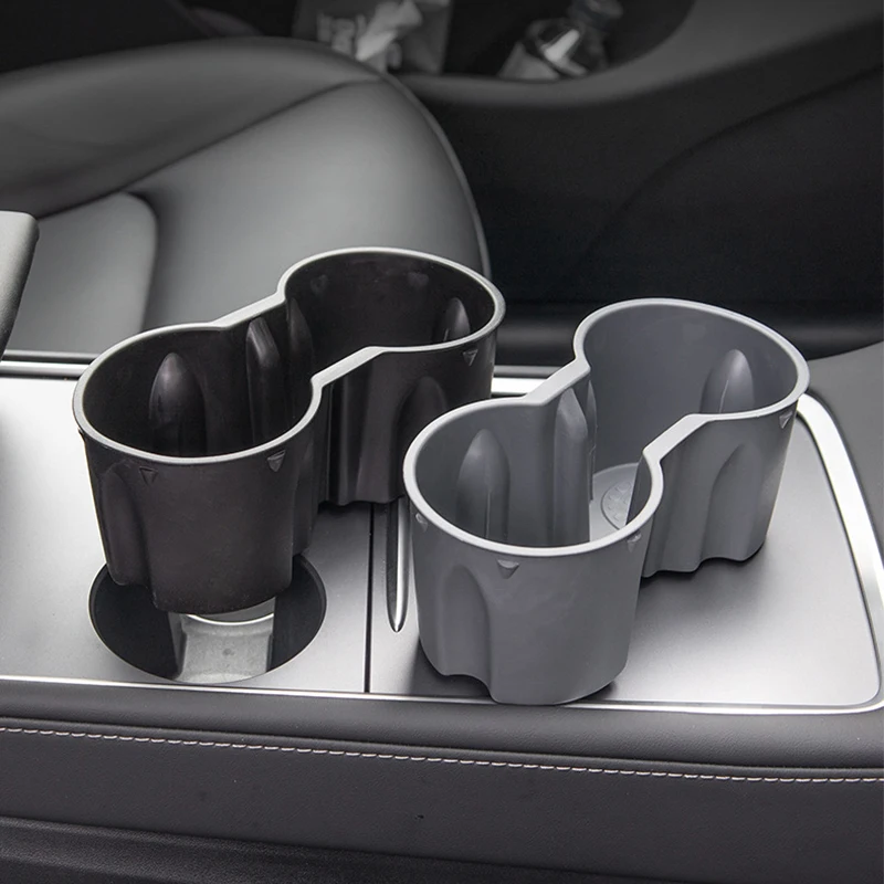 

TPE Water Cup Holder Accessories Water Proof Console Cup Holder Insert Double Hole Holder for Tesla Model 3 Model Y 2021