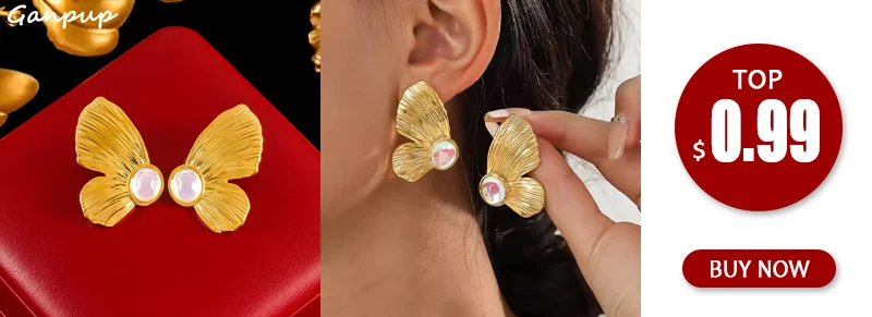 GANPUP Weihnachten Kreative Metall Rot Geschenk Box Stud Ohrringe Für Frauen Mode Weihnachten Sammlung Ohr Baumeln Schmuck Dame Geschenk – Detail 1