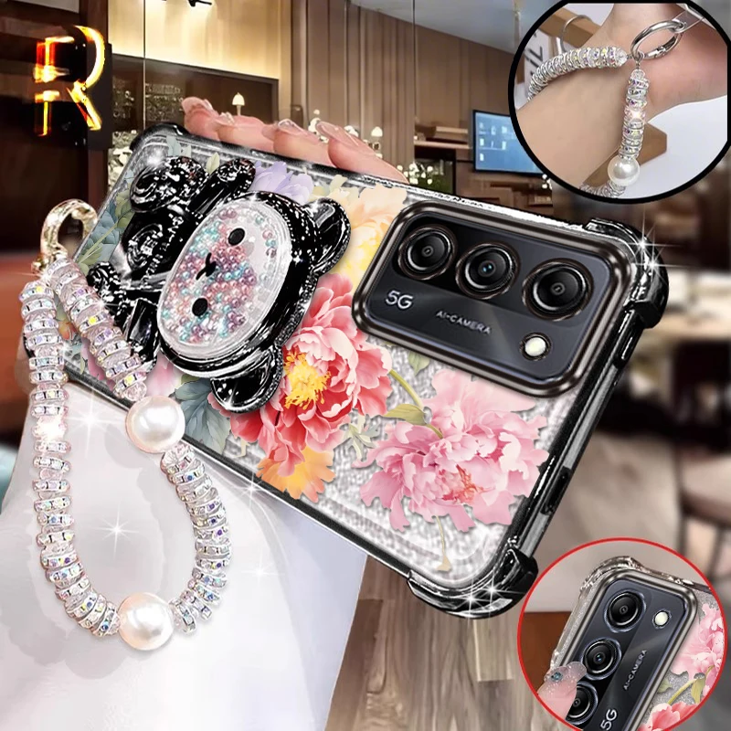 Elegant Red Floral Bracelet Holder Phone Case Cover