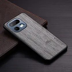 Elegant Straight Wood Grain PU Leather Phone Case for Realme 16 Pro+ (Light Gray)