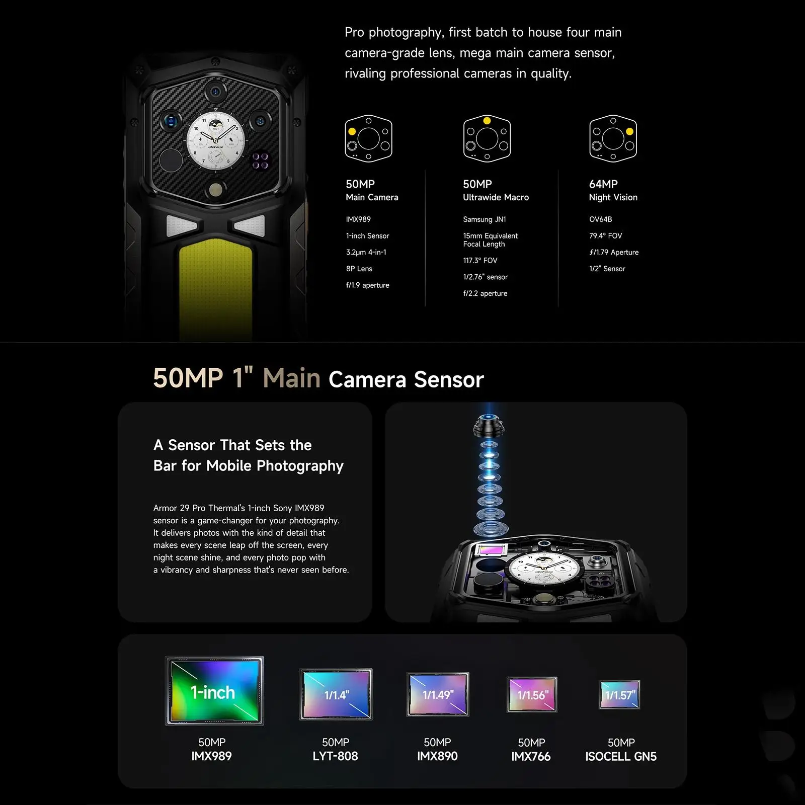 Ulefone Armor 29 Pro Thermal Version Rugged Phone, 16GB+512GB Night Vision 6.67'' Android15 MTk Dimensity 7400 5G NFC Smartphone