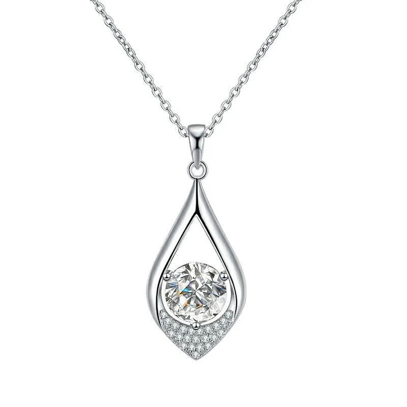 

HK0056 Lefei Fashion Trendy Luxury 1CT Classic Moissanite Heart Waterdrop Necklace For Charm Women 925 Silver Party Jewelry Gift