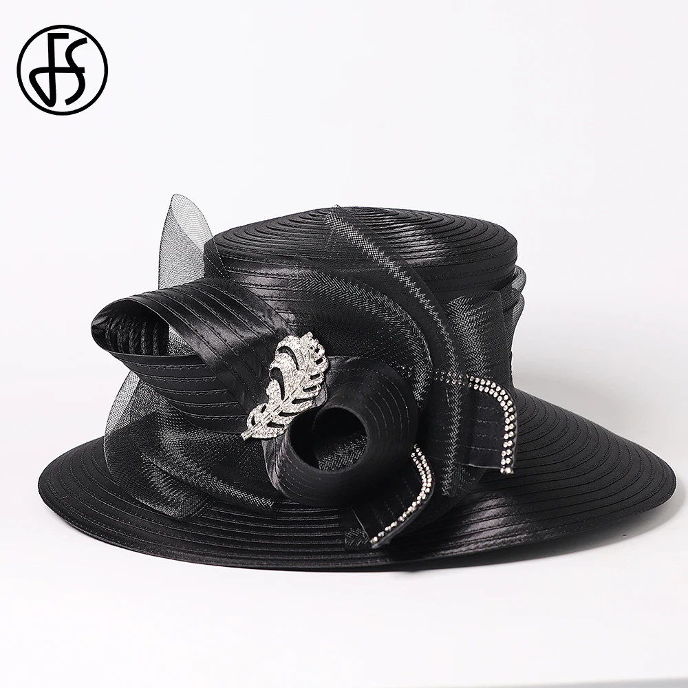 Chapeaux En Maille Noire Pour Femmes, Casquette Pare-soleil En Organza, Fleurs Fascinantes, Haut