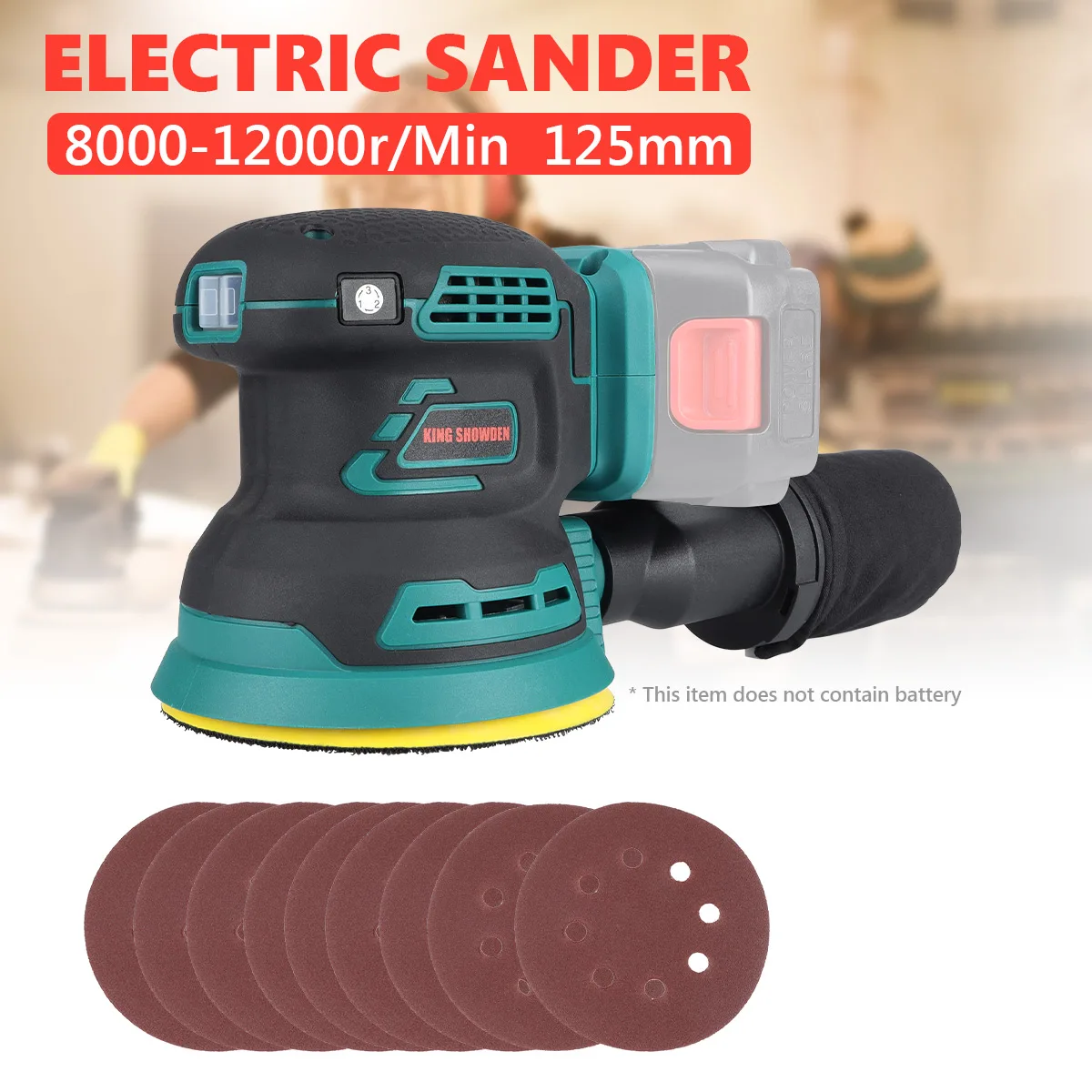 125mm Electric Sander Random Orbital Sander Wood Grinder w/Sandpaper Polishing Grinding Sanding Waxing For Makita Battery same day shipping pneumatic sander 10000rpm air square orbit finishing sander 70x198 for wood sanding car waxing metal sanding