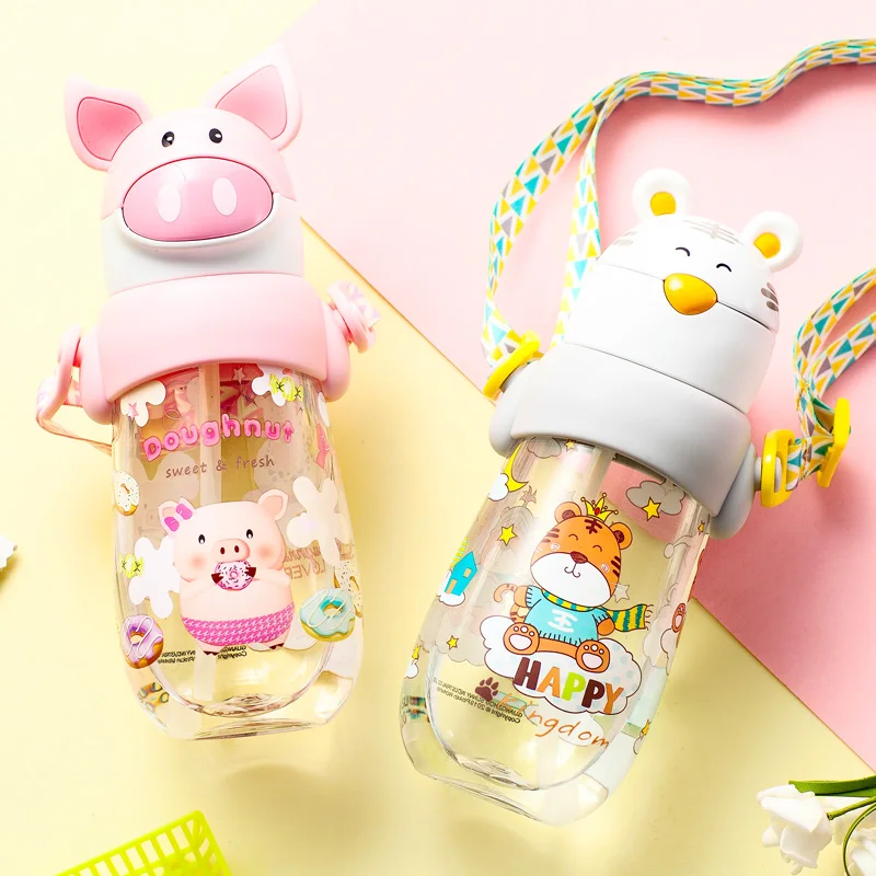 Pinkah Children's Kettle 490ml With Straw Kids Cup Bpa Free Cartoon Cute Baby Bottle Portable Leakproof Tritan Water Milk Cup images - 6