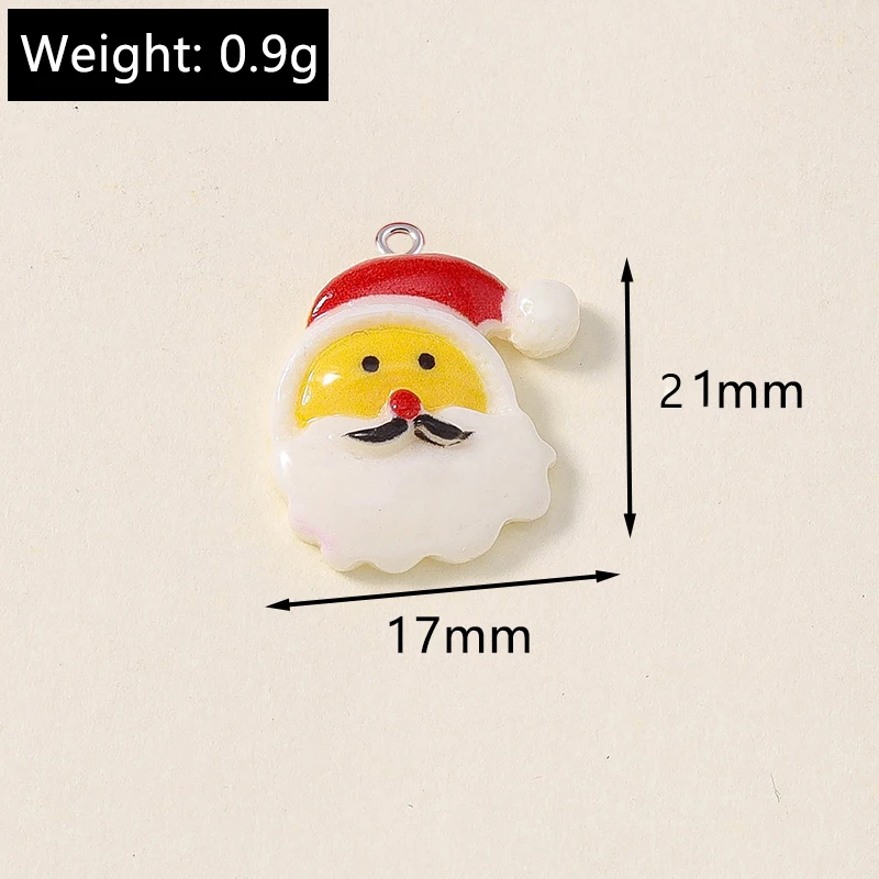 Leslie 10 Stück neue Harz-Weihnachtsanhänger, Hirschglocke, Schneemann, Weihnachtsmann-Anhänger für DIY-Halskette, Ohrring, Schmuckzubehör – Detail 27