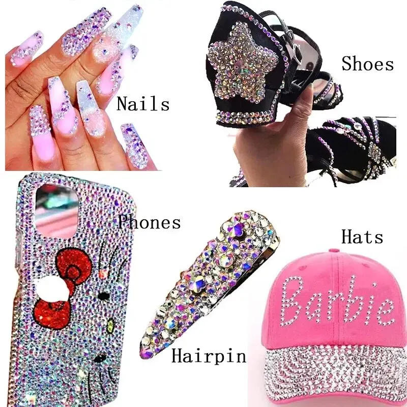 Non Hot Fix Flatback Rhinestones Nail Art Accessories Garment Decorations Crystal Nail Sticker DMC Glitter Stone Diamond DIY