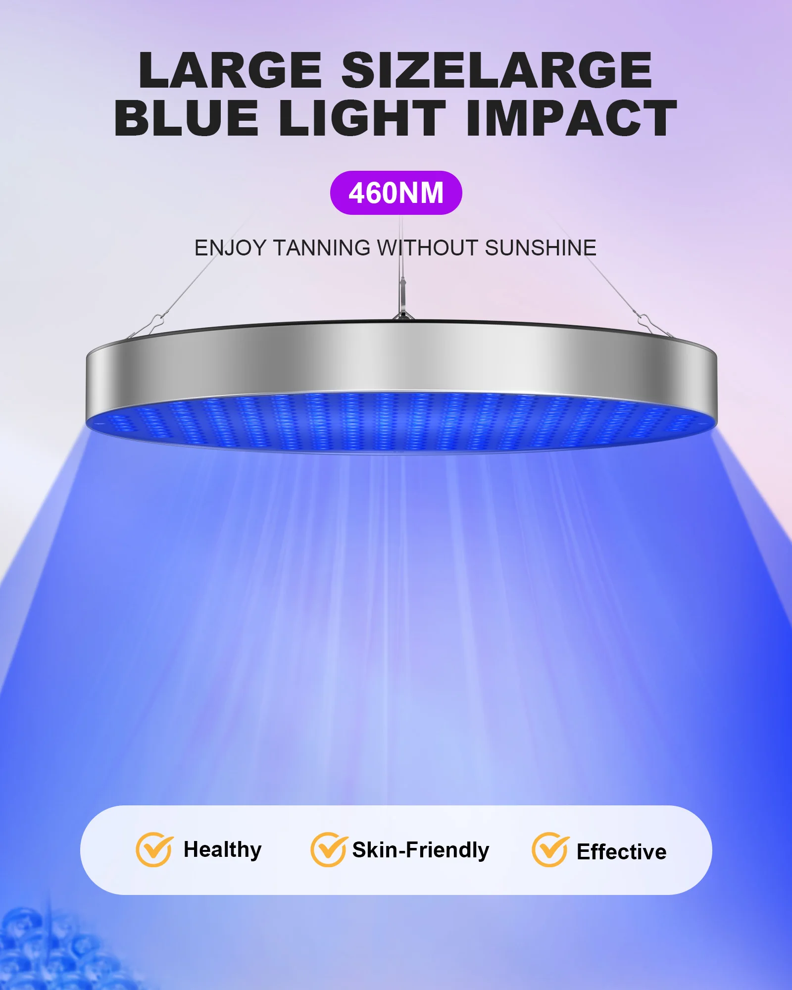 50W Tanning Solarium Lamp for Whole Body 250 PCS Blue light 460nm Round UV Tanning Lamp Foldable Adjustable Stand&Hanging Hooks tanning lamp