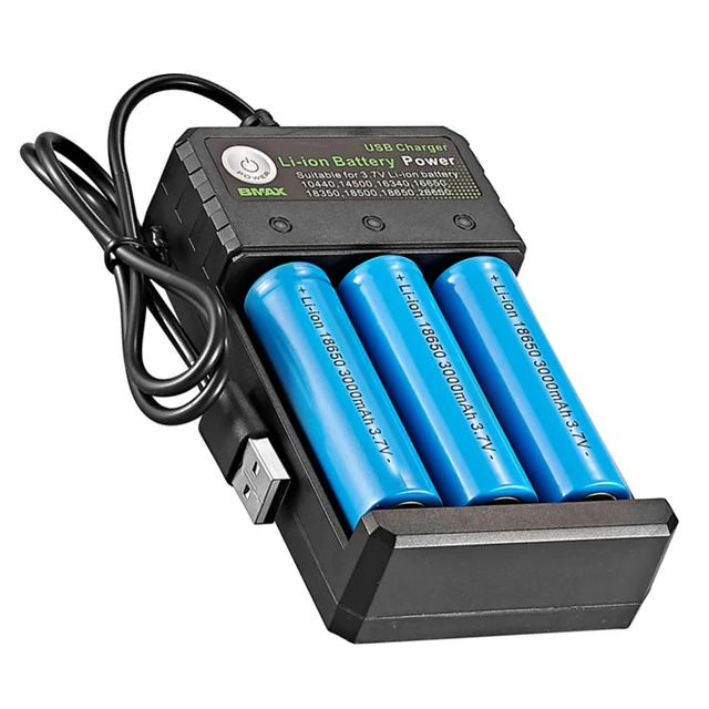 4 Slots AC 110V/220V 18650 Battery Charger Black For 14500 14650 16650  18350 18500 18650 3.7V Rechargeable Lithium Batteries