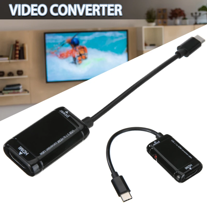 

1pc 12cm Potable Type-C Smartphone HD Video Converter Micro USB C To hdmi-compatible Digital Cable Adapter For Projector Laptop