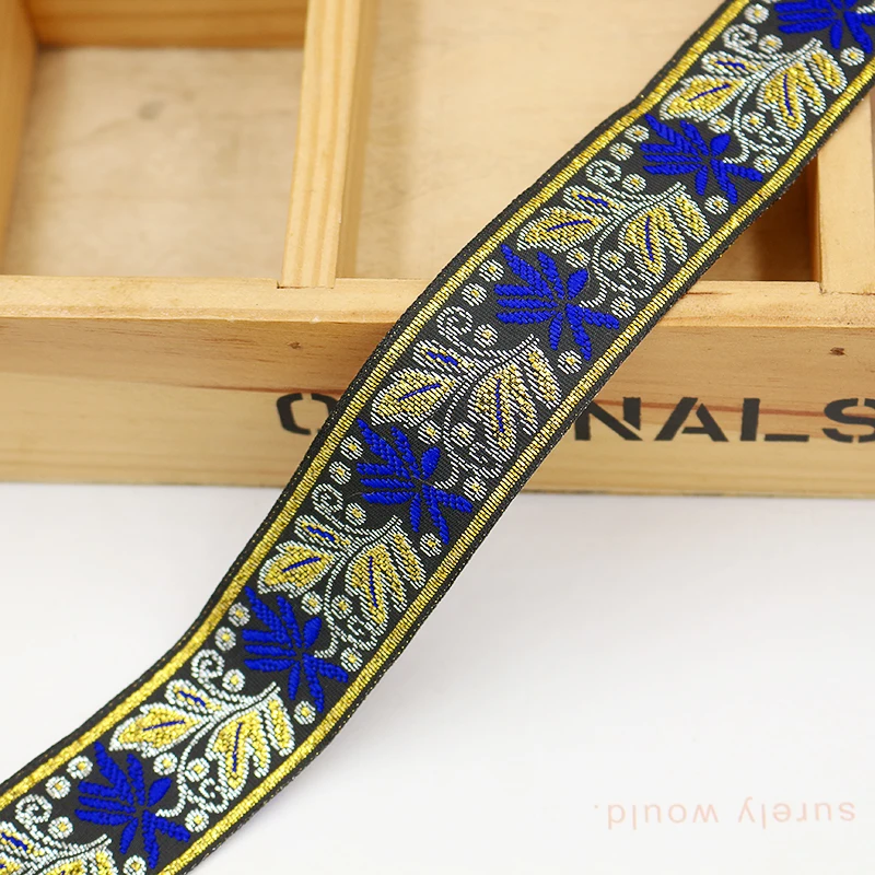 Vintage 7 Meter langes Jacquardband und 1,3-Zoll-gesticktes gewebtes Band. Ideal für Eid Mubarak, floraler Stoffbesatz und Boho-Stil. – Detail 9