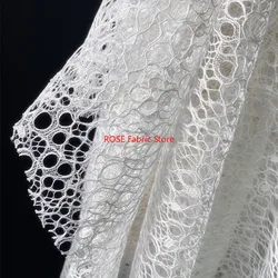 Light Blue Grid Embroidery Lace Fabric for Dresses and Bridal Veils, 1 Yard, 6 Available Colors (Color 1)
