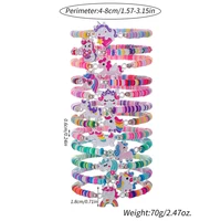 12Pcs/set Unicorn Cat Flower Charm Elastic Handmade Beaded Bracelets for Women Girls Birthday Party Jewelry Friendship Gift 2